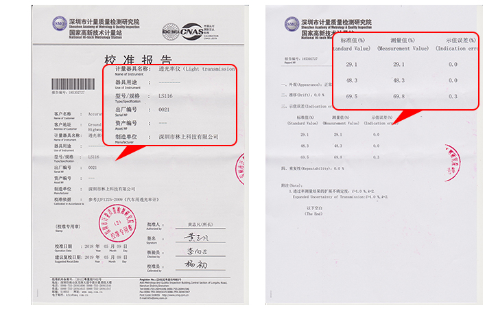 LS116透光率計(jì)的國家計(jì)量證書